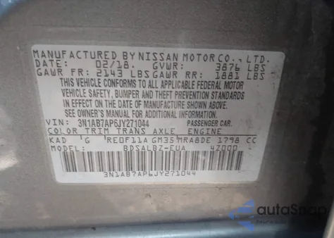 2018 Nissan Sentra S from USA, damaged, VIN 3N1AB7AP6JY271044
